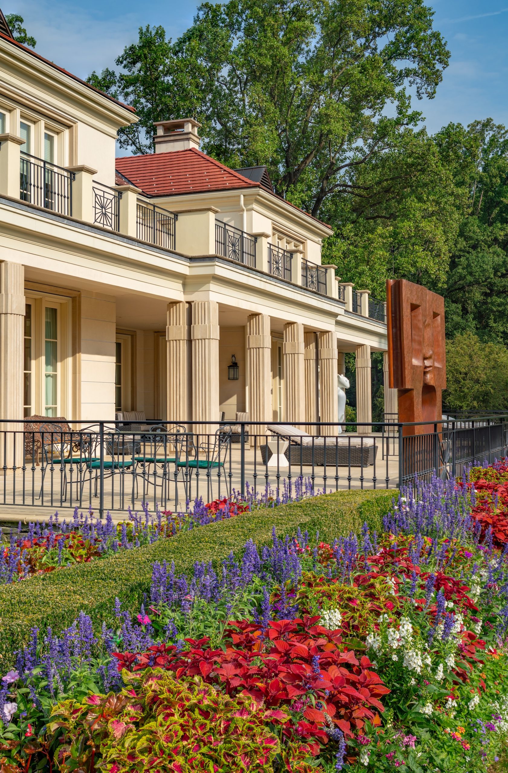 country estate with flowers