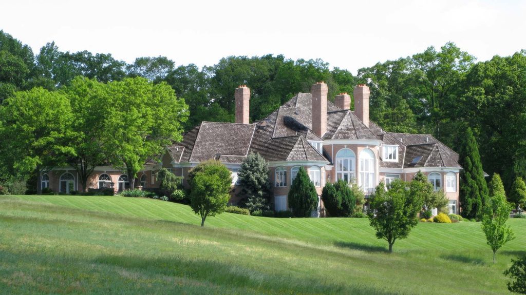 large home with 4 chimneys